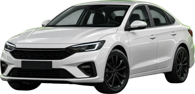 Sedán blanco, referencia de city car, sedán o coupé